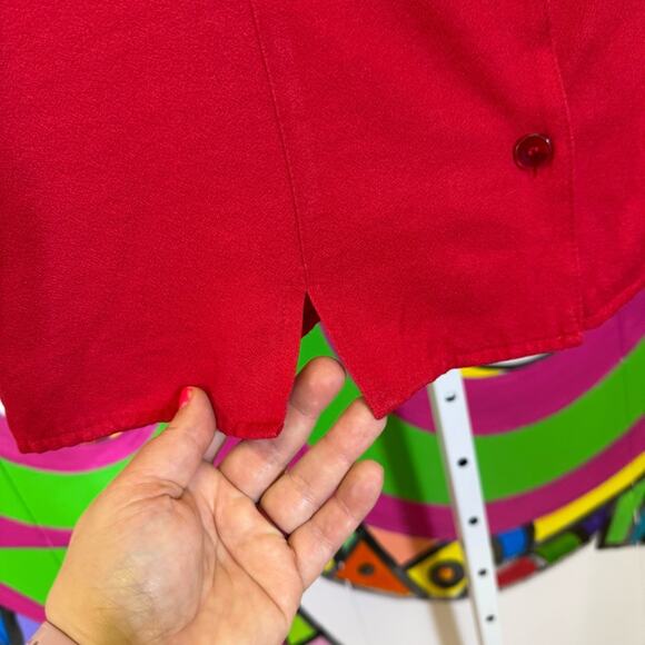 Jaclyn Smith Red Boxy Button Down Shirt Notched Collar. Size Large. Vintage - Picture 2 of 5